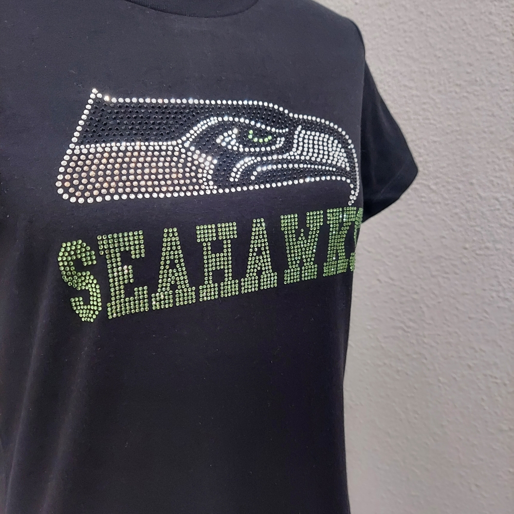 Seahawks Womens Fitted Black T-Shirt - Picture 2 of 4